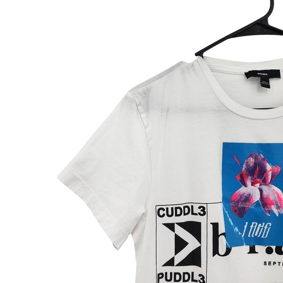 Diesel Women's100% Cotton Round Neck Short Sleeve Graphic Print Tee - Picture 3 of 8